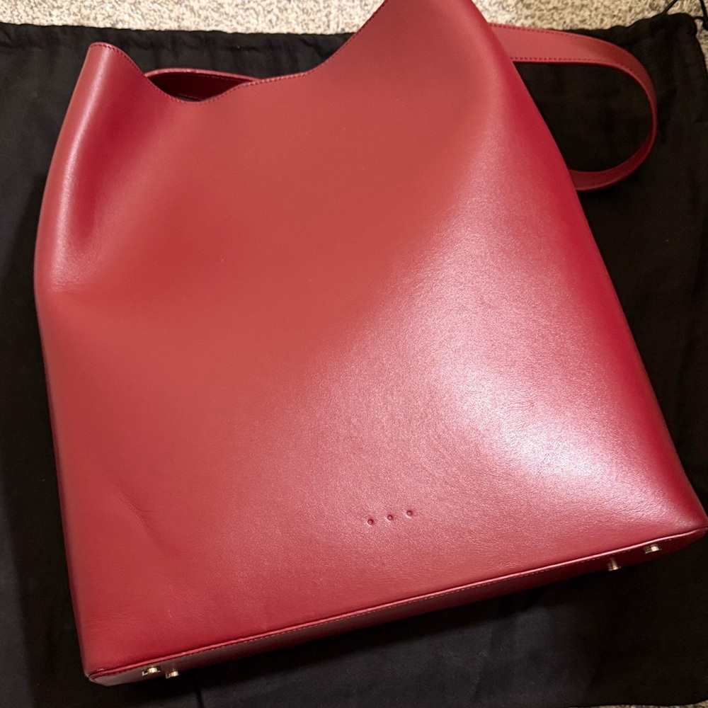 Aesther Ekme Burgundy Leather Standing Tote Bag